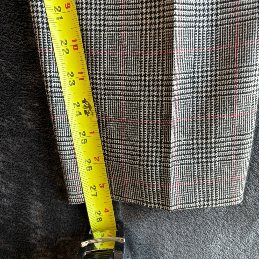 Requirements Wool Plaid Pants Mens Size 10 Pleated Trousers Gray Red